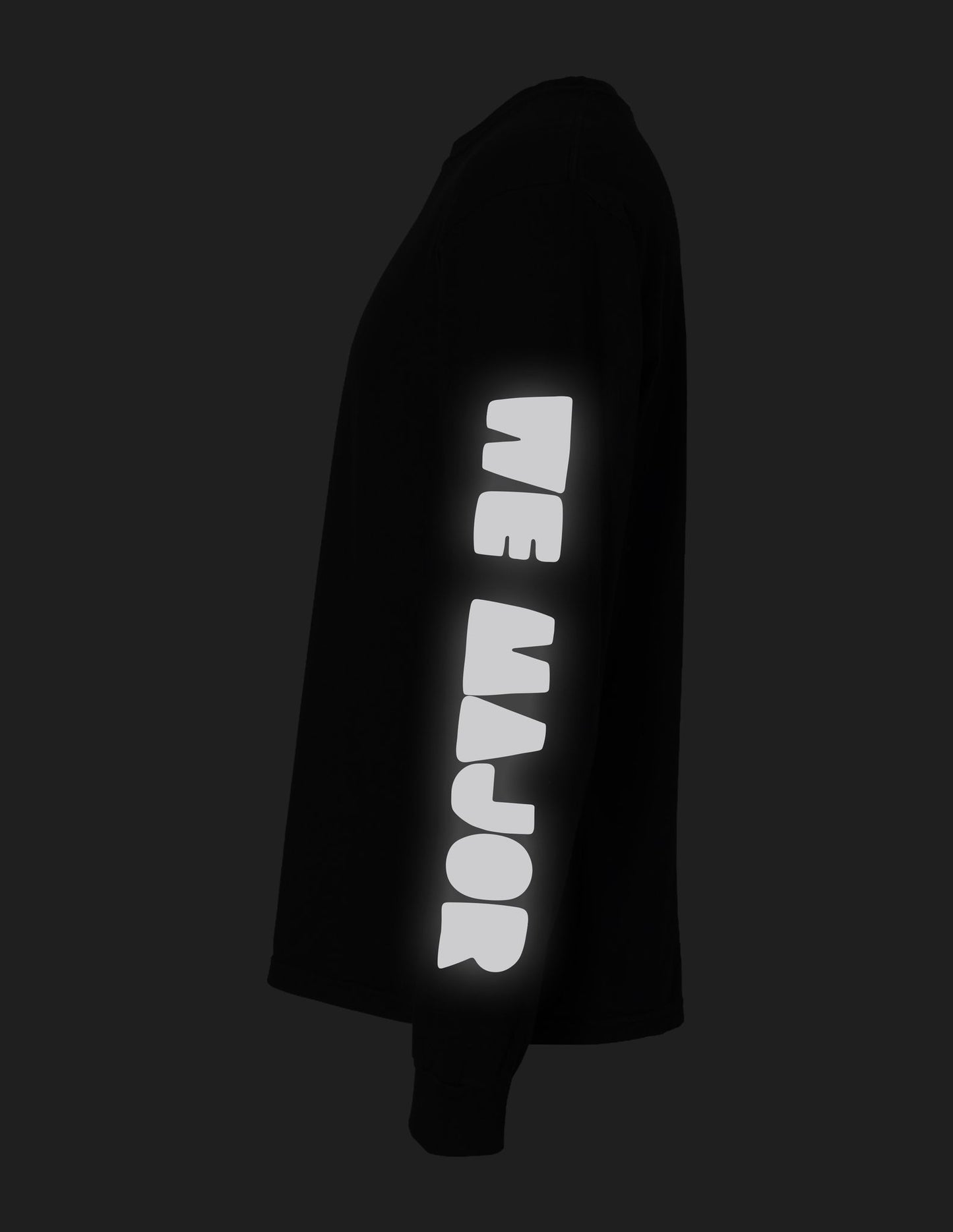 Black Reflective Long Sleeve Heavyweight Logo Tee